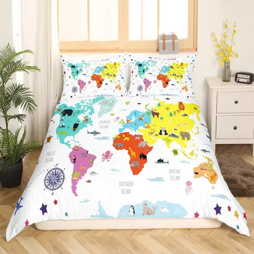 Miniatura 40 de Juego de ropa de cama con estampado de piel de vaca para niños, juego de funda de edredón con patrón de piel de vaca, juego de funda de edredón