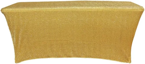 Miniatura 7 de Efavormart - Mantel rectangular ajustable de elastano de 6 pies, color dorado metálico con purpurina