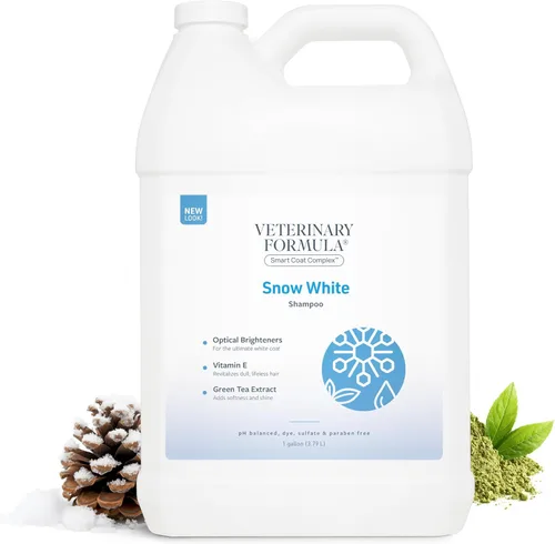 Veterinary Formula Smart Coat Complex - Champú blanco nieve para perros y gatos, 128 onzas líquidas / 1 galón – Elimina suavemente las manchas y el