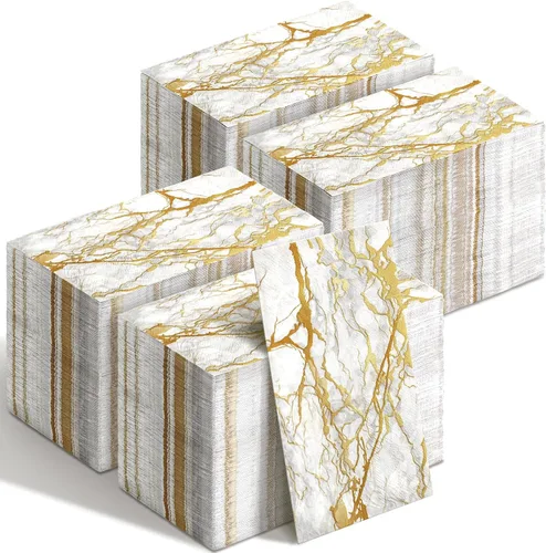 Miniatura 11 de Geyoga 200 Piezas Servilletas de Invitados de Mármol de 2 Capas Servilletas de Papel Desechables para Baño de Invitados Toallas de Mano Marmoleadas