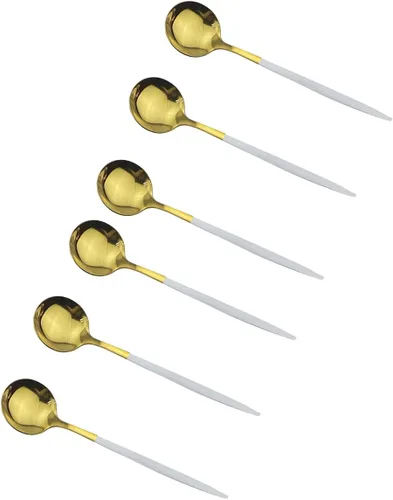 Miniatura 5 de Cubiertos de oro blanco pulido brillante, diseño ligero, 36 piezas de acero inoxidable, juego de cubiertos de servicio para 6, incluyendo tenedores