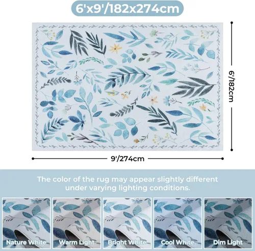 Miniatura 378 de Syalife 4x6 Alfombra Lavable para Área, Ultra Suave Antideslizante, Pila Baja, Alfombra Vintage Resistente a Manchas para Sala de Estar, Alfombra