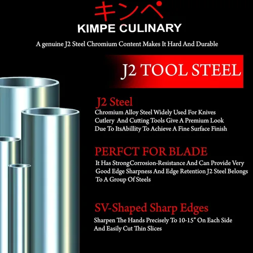 Miniatura 3 de KIMPE Cuchillo de chef profesional de 11 pulgadas - Cuchillo de cocina japonés de acero inoxidable, cubiertos multipropósito ultra afilados