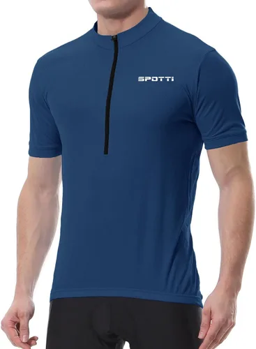 Miniatura 7 de Spotti Playera de manga corta para ciclismo de hombre con 3 bolsillos traseros, transpirable, secado rápido
