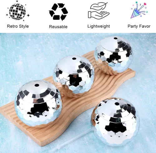 Miniatura 4 de Breroa 8 tazas de bebidas de bola de disco de los años 70 con tapa y pajita, tazas de fiesta de discoteca de 20 onzas, tazas de cóctel de discoteca