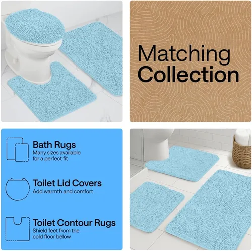 Miniatura 361 de Gorilla Grip - Tapete de baño de felpilla gruesa, suave y absorbente, secado rápido, de microfibra, con reverso de caucho, para piso de ducha, Nube