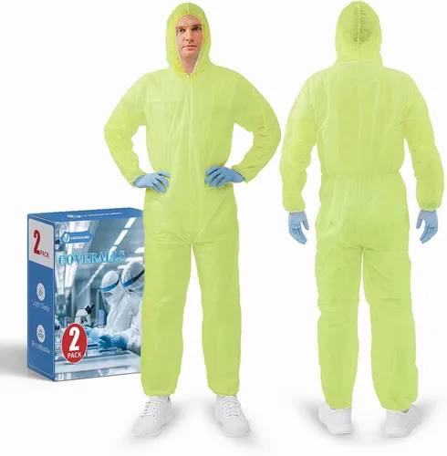 Miniatura 16 de Trajes de materiales peligrosos, 10 opciones de colores Monos protectores desechables, traje de pintura con muñecas elásticas, tobillos y capucha