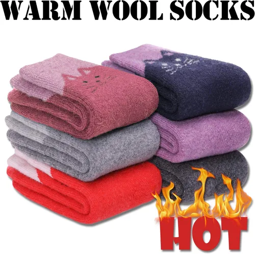 Miniatura 6 de MQELONG Calcetines de lana para niños, niñas y niños, lindos animales, gruesos, cálidos, calcetines de invierno, 6 pares