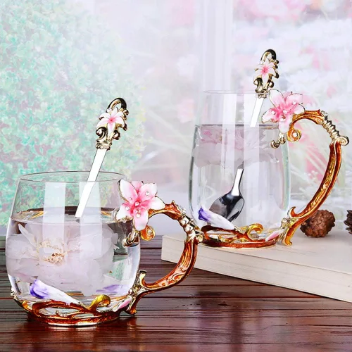 Miniatura 8 de Taza de té, regalos del día de la madre, tazas de café de regalo, taza de té de vidrio de flor de lirio, ideas únicas de regalos de cumpleaños