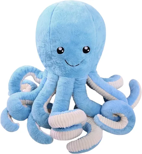 DENTRUN Animales de peluche de pulpo, muñeca de pulpo gigante de peluche para jugar, juguetes para niños, niñas, niños, adultos, cumpleaños, Azul