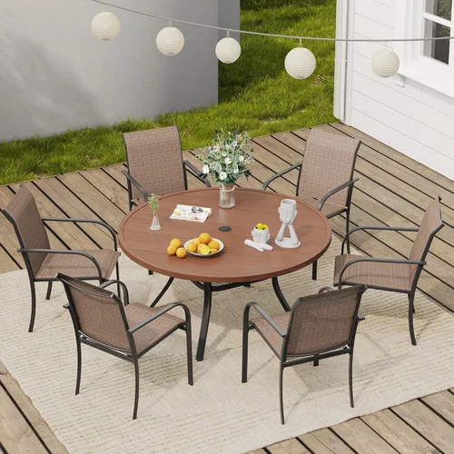 Miniatura 65 de VICLLAX Juego de 2 sillas de patio pequeñas para exteriores, juego de sillas apilables para patio y mesa de comedor cuadrada para porche delantero