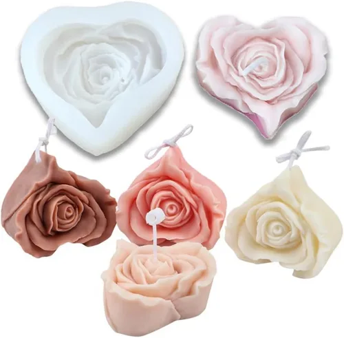 Cestony Moldes de silicona con forma de corazón 3D para hacer velas, pilar de resina, aromaterapia, yeso, cera jabón, muestras de flores, artesanías