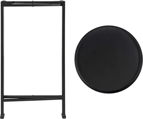 Miniatura 5 de Kate and Laurel Celia - Mesa decorativa redonda de metal plegable con bandeja superior, negro
