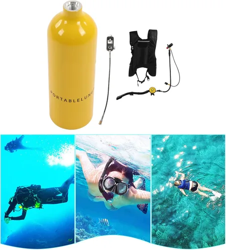 Miniatura 2 de Mini respirador de respiración de buceo portátil, equipo de buceo, tanque de cilindro de oxígeno, 2L X5000 Pro, adaptador de tubo de doble correa