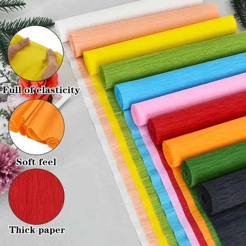 Miniatura 5 de BEISHIDA Rollo de papel crepé negro, hoja de papel crepé de 9.8 pulgadas de ancho y 8 pies de largo para hacer flores, ceremonia de boda