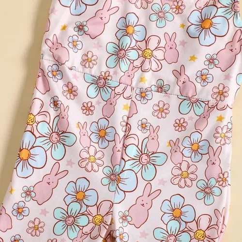 Miniatura 5 de Hantleiftov Traje de Pascua para bebé, sin mangas, con estampado de huevo de conejo, con correa, parte inferior acampanada, ropa de verano