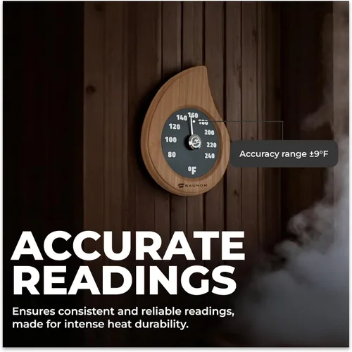 Miniatura 4 de Termómetro de sauna de madera de alta calidad, números grandes, duradero y duradero, termómetro de sauna fácil de instalar Fahrenheit