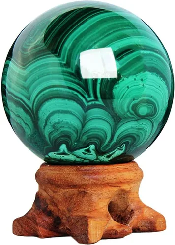 Miniatura 7 de Esfera de piedra de sangre de dragón natural de 2.559 in con soporte de madera, bola de cristal curativo, piedra preciosa mineral, adivinación