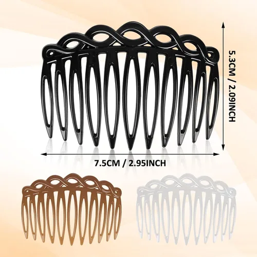 Miniatura 2 de COMNICO Juego de 6 peines laterales franceses para el cabello, accesorios de peine de pelo para mujer, juego de accesorios de plástico giratorio
