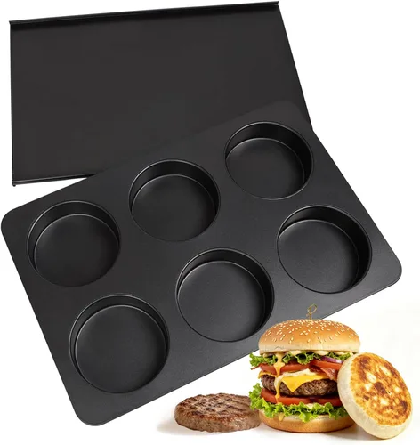 Molde antiadherente para magdalenas inglesas con tapa, molde antiadherente para panecillos para hamburguesas, hamburguesas, panecillos para hornear,