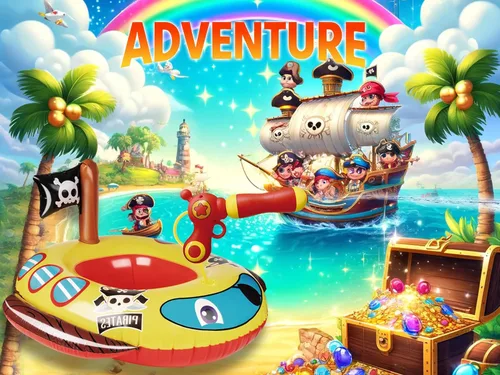 Miniatura 5 de Flotador inflable grande de verano para piscina para niños con pistola de chorro, barco pirata y camión de bomberos