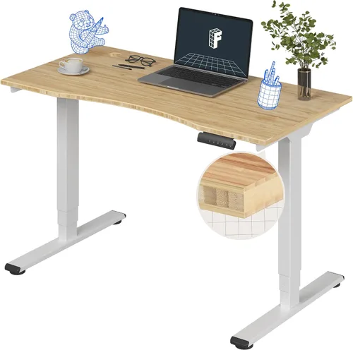 Miniatura 30 de FlexiSpot E6 Bamboo - Escritorio eléctrico de pie de 3 etapas con motor dual de 48 x 24 pulgadas, soporta 220 libras, altura ajustable con ajustes