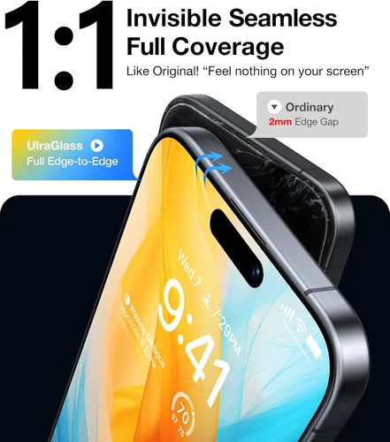 Miniatura 7 de UltraGlass TOP 9H+ - Protector de pantalla de vidrio para iPhone 16 Pro Max [grado militar, inastillable y antirreflejos], protector de pantalla