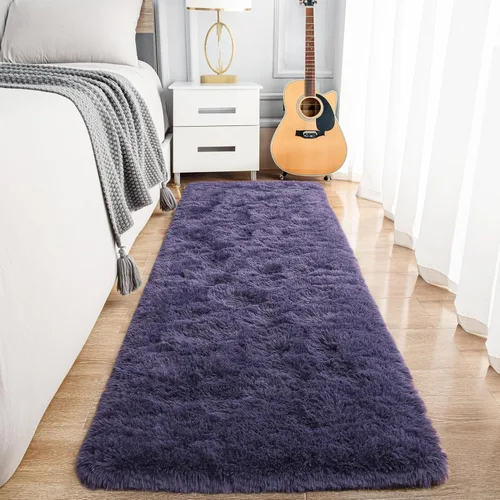 Miniatura 73 de Noahas - Alfombra suave y afelpada para habitación de niña y sala de estar, colorida, decoración para guardería, teñido anudado arcoíris, azul