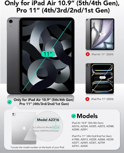 Miniatura 2 de ESR Paquete de 2 protectores de pantalla para iPad Air de 5ª/4ª generación (2022/2020), iPad Pro de 11 pulgadas (2022/2021/2020/2018), película