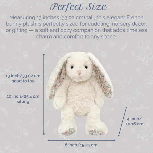 Miniatura 3 de MON AMI Juguete de peluche Faith The French Bunny Animal de peluche suave de 13 pulgadas Elegante decoración de guardería y compañero acogedor