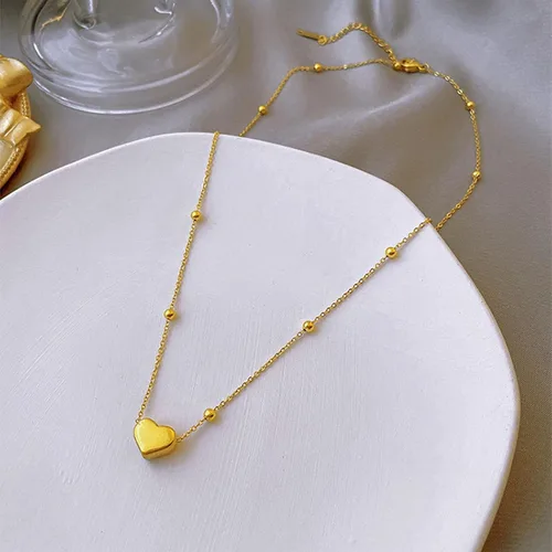 Miniatura 2 de Paquete de 2 collares con dije de corazón de circonita cúbica de titanio para mujeres, adolescentes y niñas, de acero inoxidable, cadena de capa
