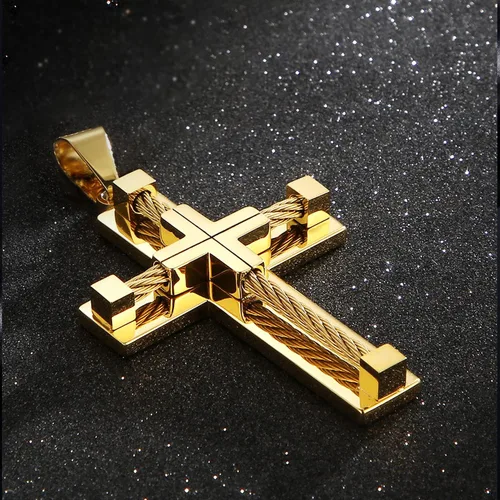Miniatura 2 de Vividstill Collar de cruz para hombre, colgante de cruz de acero inoxidable con cadena de 24 pulgadas, gran regalo de cruz cristiana para hombres