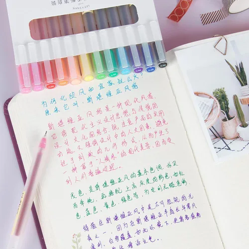 Miniatura 7 de Bolígrafos de colores para tomar notas, bolígrafos de gel de punta ultrafina de 0.015 in, 12 bolígrafos multicolor para diario, escritura, dibujo