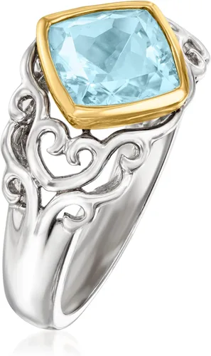 Miniatura 3 de Ross-Simons Anillo de topacio azul cielo de 2.90 quilates en plata de ley y oro amarillo de 14 quilates