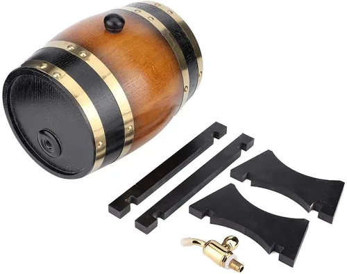 Miniatura 8 de Barril de roble envejecido, contenedor de almacenamiento de barril de vino de alta calidad con soporte para grifo/barril, envejece tu propio whisky