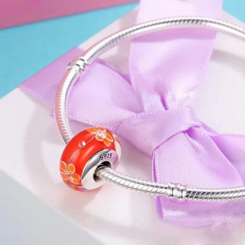 Miniatura 2 de Abalorios de cristal de Murano genuino para pulseras de plata de ley 925 original núcleo azul burbujas rosas abalorios para pulseras Pandora