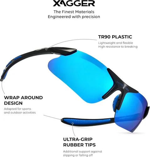 Miniatura 3 de Gafas de sol deportivas polarizadas para niños y niñas, gafas de béisbol y sóftbol, montura TR90 Negro Espejo azul hielo