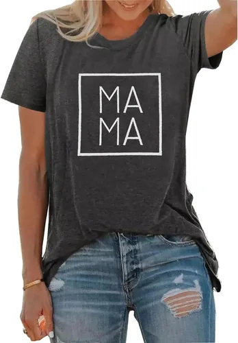 Miniatura 6 de Camiseta de manga corta con estampado de letras de mamá para mujer, camisetas gráficas casuales para el día de la madre, regalo