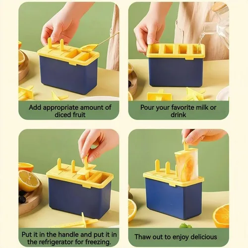 Miniatura 6 de Juego de 6 moldes clásicos para paletas de silicona, moldes para hacer helados, moldes para hacer helados, accesorios de cocina, fácil liberación