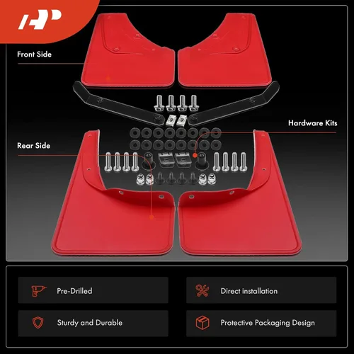 Miniatura 3 de A-Premium Juego de 4 unidades de guardabarros con accesorios compatibles con Suzuki Jimny, 2019-2020, 2019 2020, color rojo, delantero izquierdo