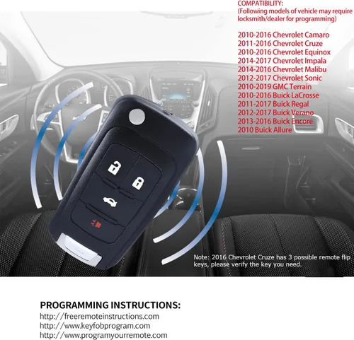 Miniatura 2 de Tirador remoto de entrada sin llave compatible con Chevy Equinox Sonic Malibu Camaro Cruze 2010-2016 Buick Lacrosse Regal Verano 2010-2017