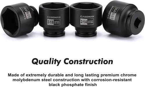 Miniatura 5 de CASOMAN 9 piezas 3/4" unidad de eje profundo tuerca de eje impacto enchufe set, incluye adaptador de 1/2" a 3/4", 6 puntos, CR-MO, 2-1/16" a 2-1/2