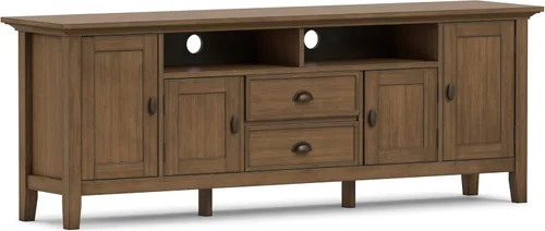 Miniatura 16 de SIMPLIHOME Redmond - Soporte para TV, consola multimedia de madera maciza de 72 pulgadas de ancho en negro, centro de entretenimiento de transición