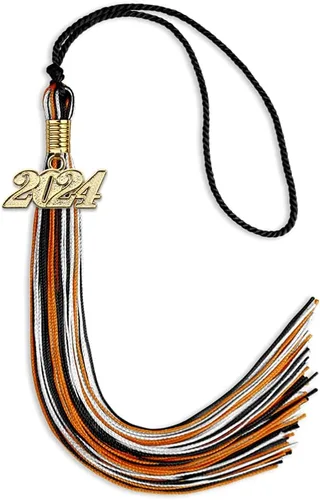 Miniatura 18 de Endea Graduation Borla mixta de triple color con gota de fecha dorada (negro/dorado/blanco, 2021)