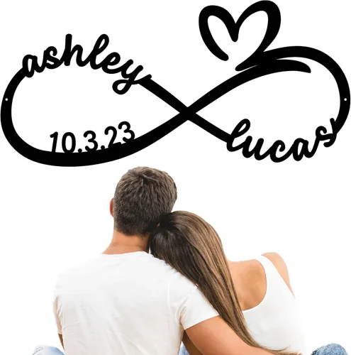 Decoración de amor infinito de metal | Letrero de infinito personalizado | Regalos para ella | Regalo de boda personalizado para pareja | Regalo de