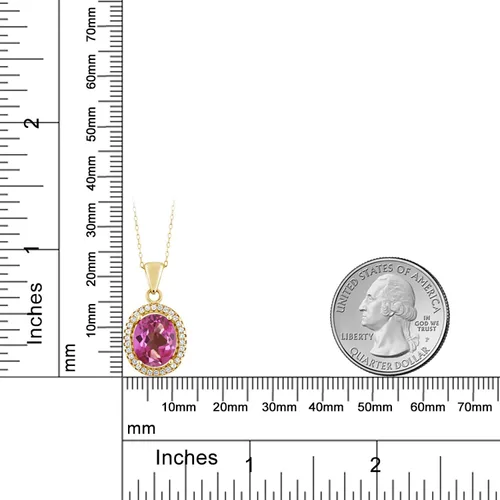 Miniatura 11 de Gem Stone King Collar con colgante de plata chapada en oro amarillo de 18 quilates de 0.433 x 0.354 in con piedra natal ovalada para mujer