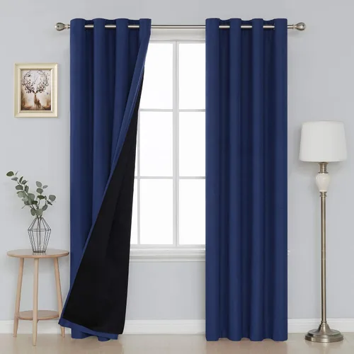 Miniatura 12 de Deconovo Cortinas opacas de lino sintético con ojales, paneles reductores de ruido con respaldo negro para sala de estar, 2 paneles, beige nuevo, 52
