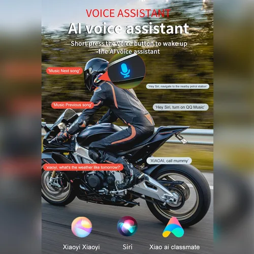 Miniatura 6 de VCOROS Auriculares para casco de motocicleta con luces RGB, intercomunicador de casco de 2 vías para 2 conductores, intercambio de música (N+), chip