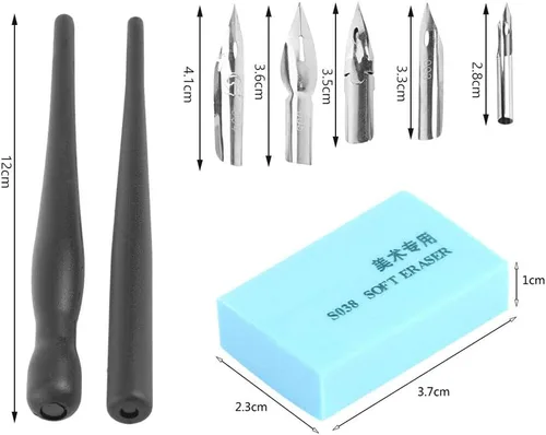 Miniatura 5 de Estink Manga Cartoon Comic - Juego de bolígrafos de caligrafía con 2 soportes para bolígrafos y 5 puntas de repuesto para dibujar y pintar