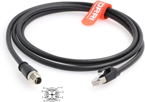 Miniatura 11 de Cable Ethernet Cat6 de 8 pines a RJ45 con código X M12 en ángulo de 90° para aplicaciones de red industrial Cognex (1M)